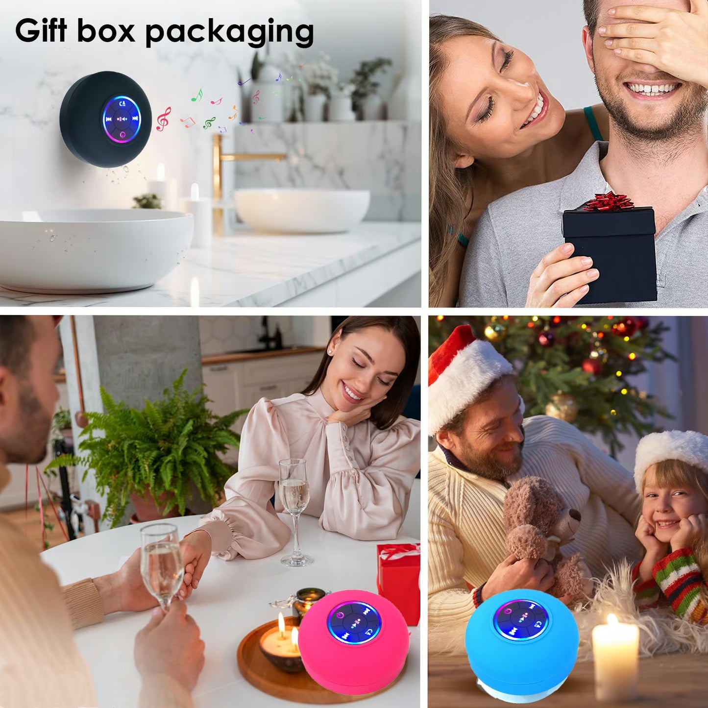 Hot Sale 49% OFF - 🎄Bathroom Waterproof Wireless Bluetooth Speakers with LED Light