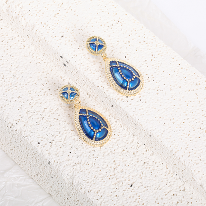 Vintage Royal Embossed Drop Earrings