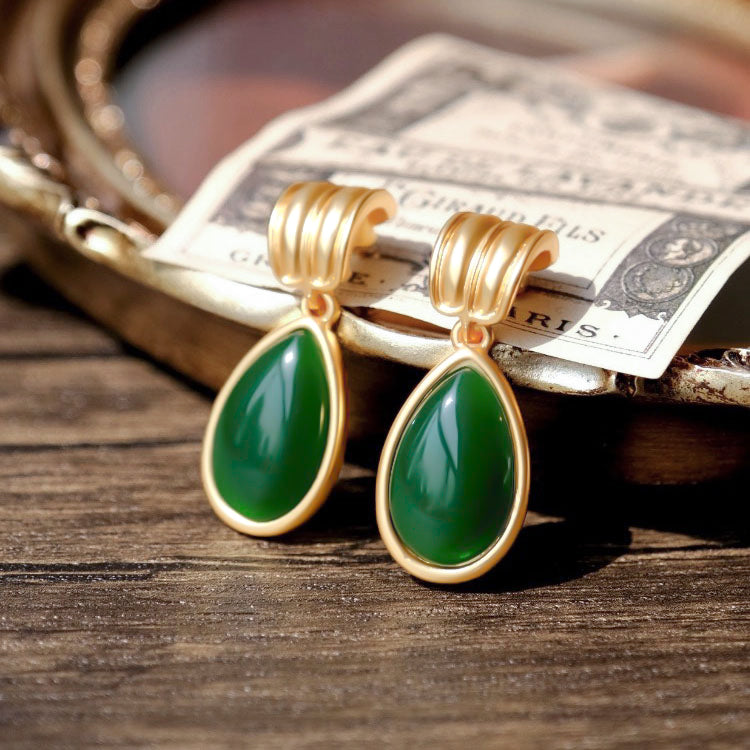 Water Drop Emerald Earrings