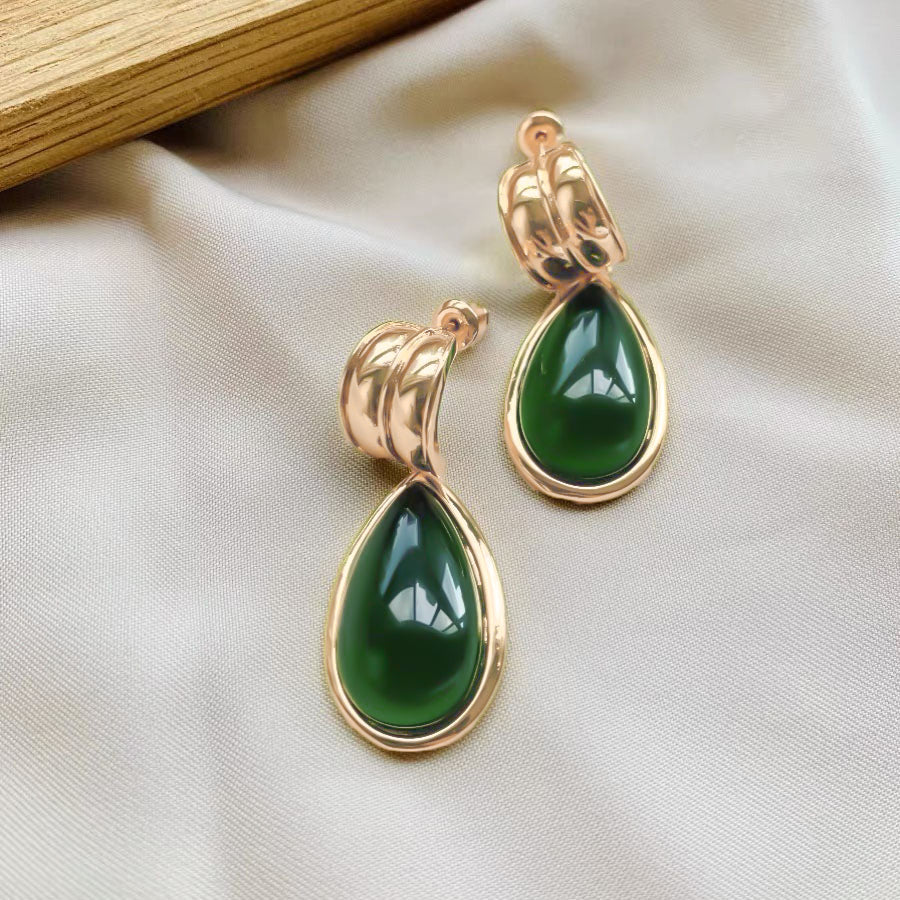 Water Drop Emerald Earrings