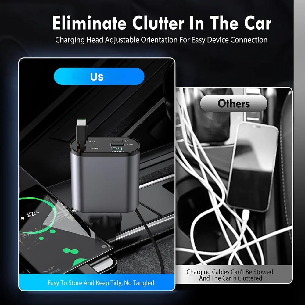 【50% OFF🔥】4-in-1 Multifunction Retractable Car Charger🚗⚡