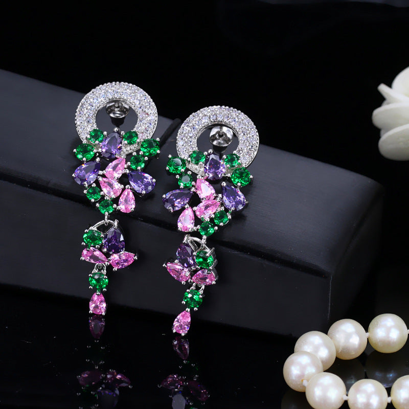 🌸💎Sparkling Floral Diamond Drop Earrings