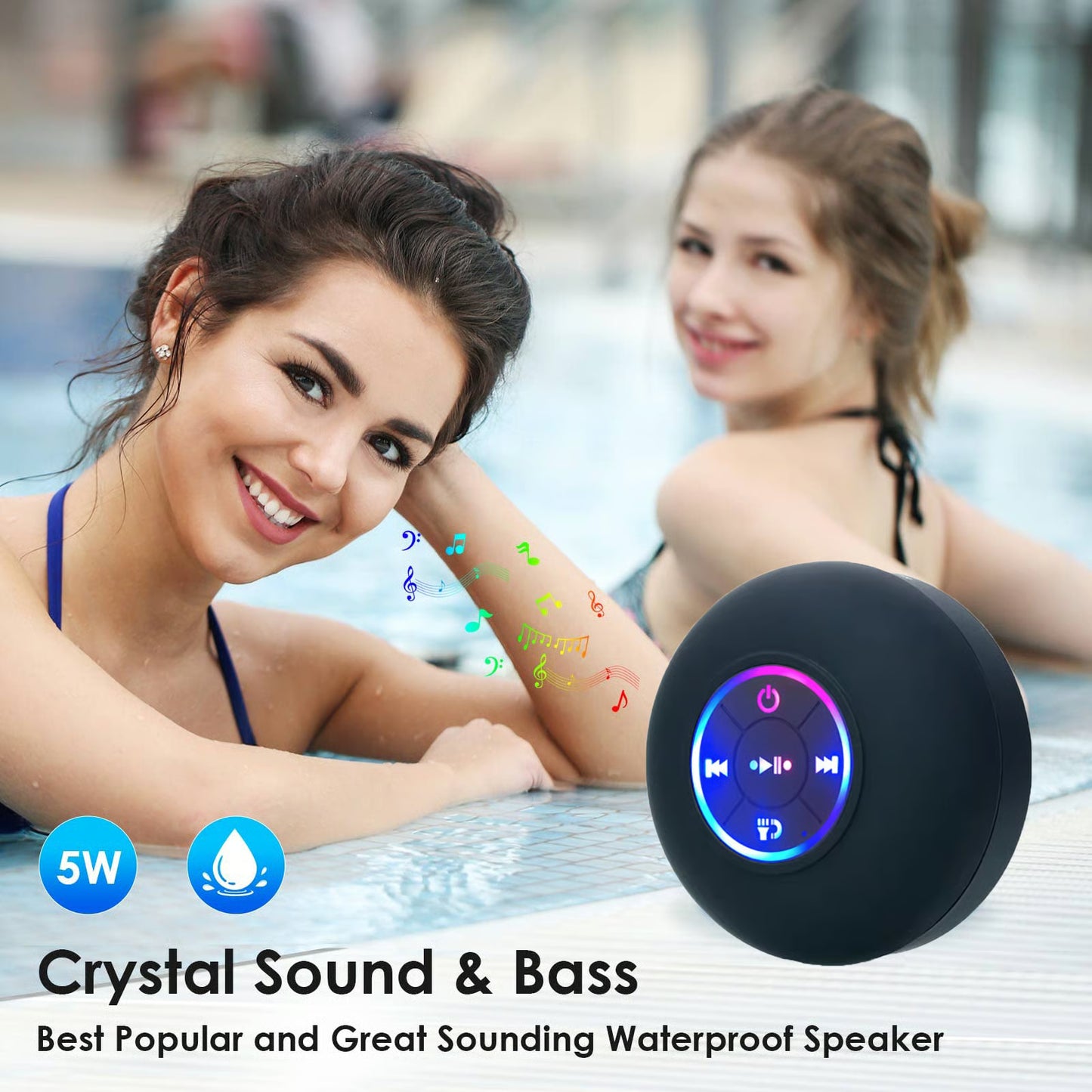 Hot Sale 49% OFF - 🎄Bathroom Waterproof Wireless Bluetooth Speakers with LED Light